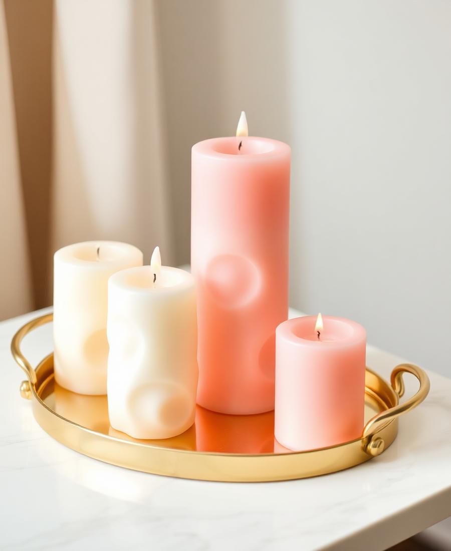 Petal Sculpted Pillar Trio — Unscented decor set